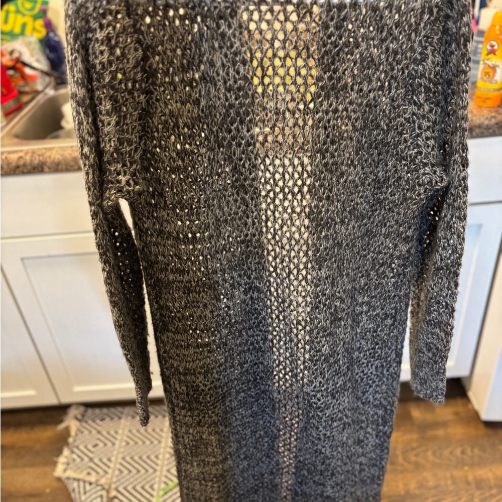 Gray Open-Knit Women's Duster Sweater